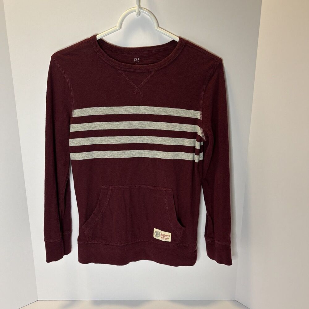 GAP Kids Long sleeve Maroon & Grey Striped Shirt L